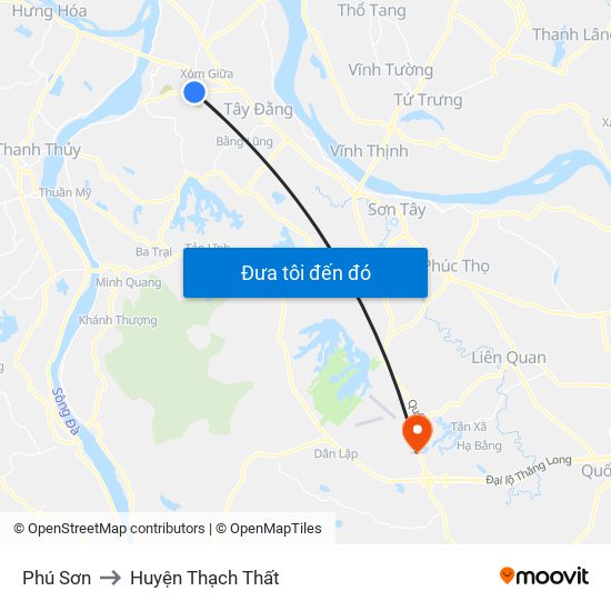 Phú Sơn to Huyện Thạch Thất map