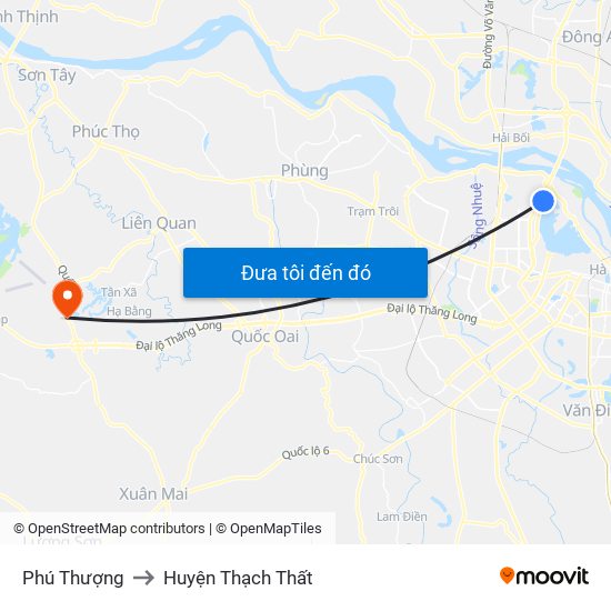 Phú Thượng to Huyện Thạch Thất map