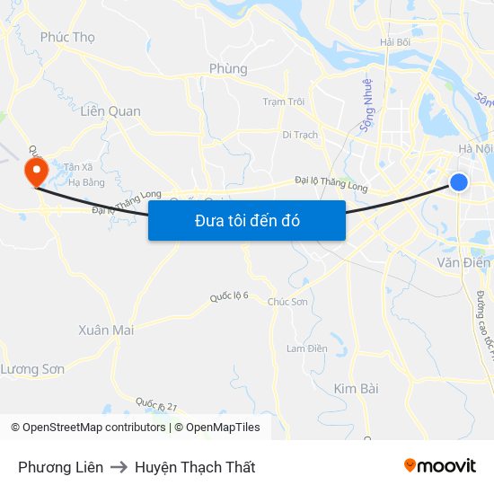 Phương Liên to Huyện Thạch Thất map