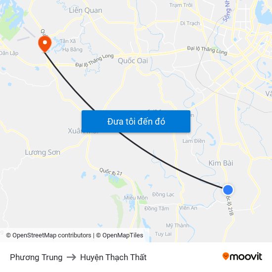 Phương Trung to Huyện Thạch Thất map