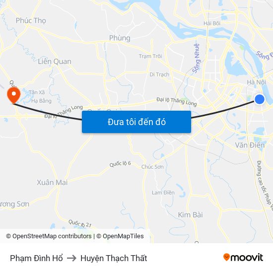 Phạm Đình Hổ to Huyện Thạch Thất map