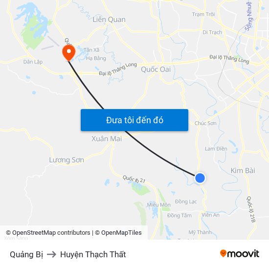 Quảng Bị to Huyện Thạch Thất map