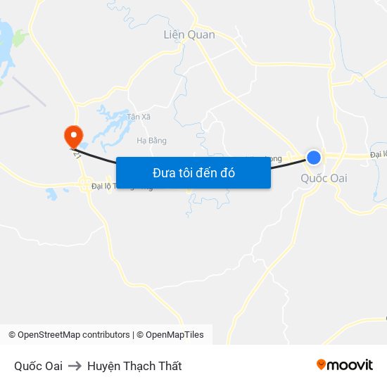 Quốc Oai to Huyện Thạch Thất map