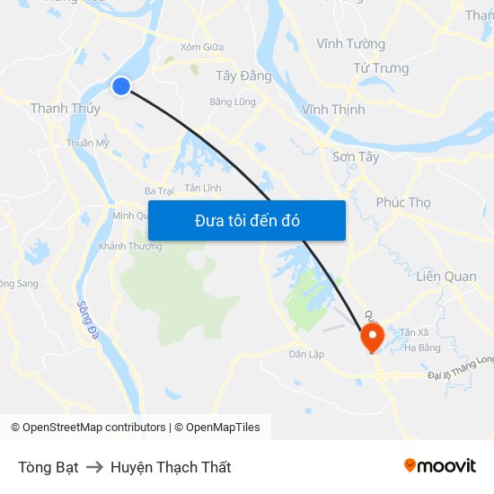 Tòng Bạt to Huyện Thạch Thất map