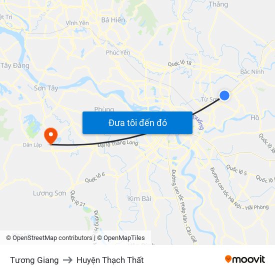 Tương Giang to Huyện Thạch Thất map