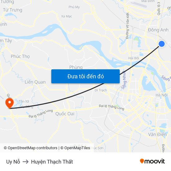 Uy Nỗ to Huyện Thạch Thất map