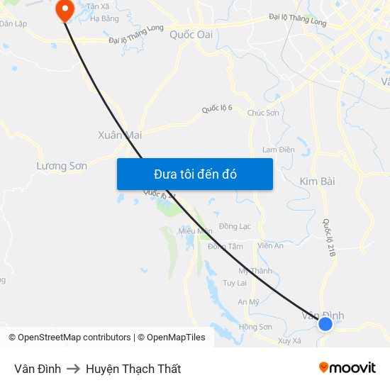 Vân Đình to Huyện Thạch Thất map