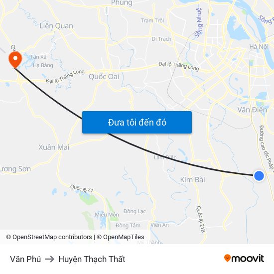Văn Phú to Huyện Thạch Thất map