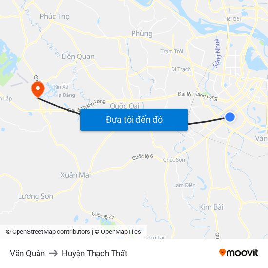 Văn Quán to Huyện Thạch Thất map