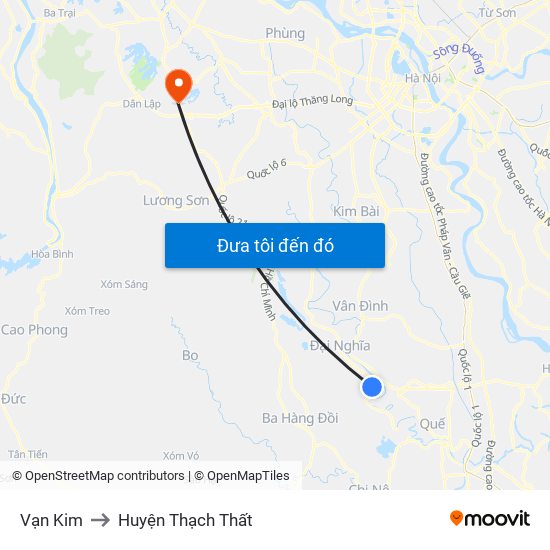 Vạn Kim to Huyện Thạch Thất map