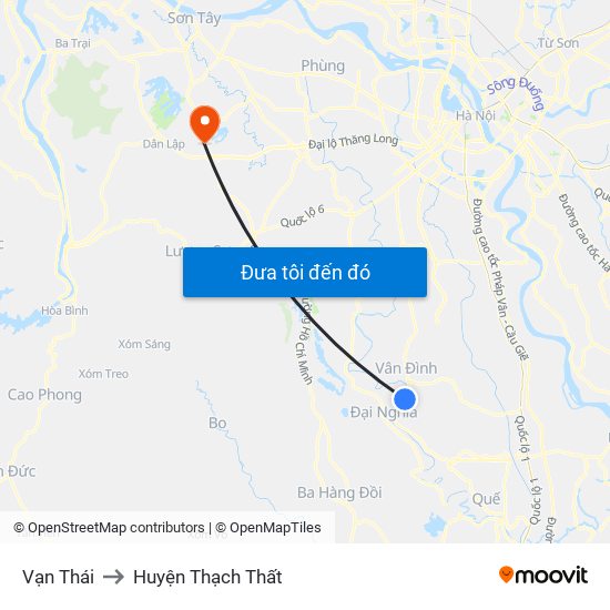 Vạn Thái to Huyện Thạch Thất map