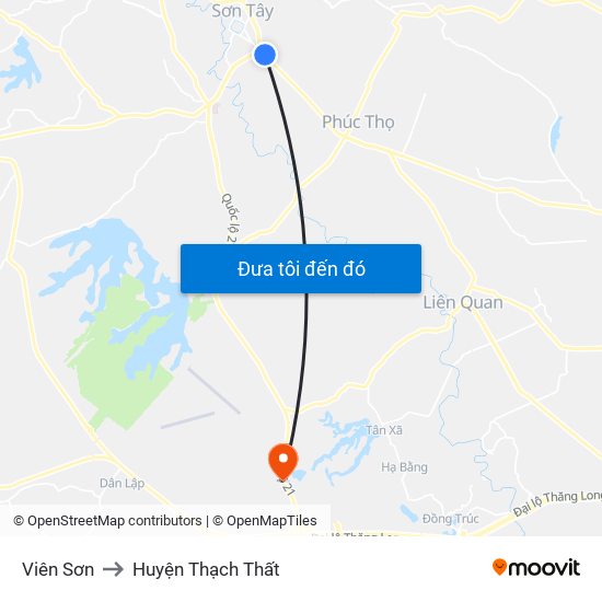 Viên Sơn to Huyện Thạch Thất map