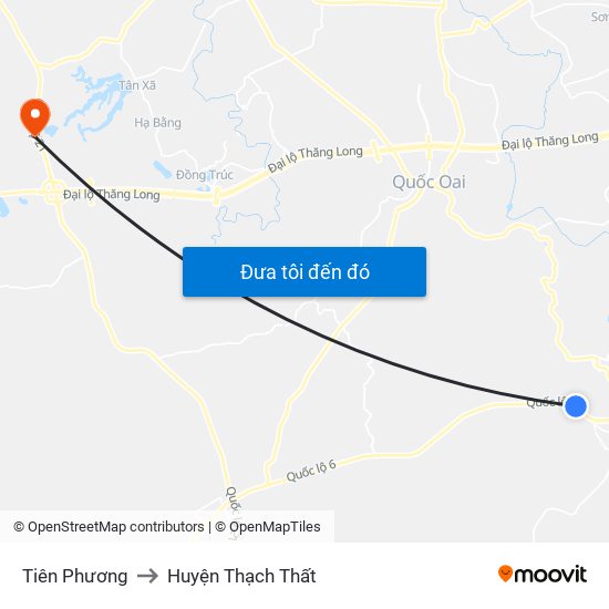 Tiên Phương to Huyện Thạch Thất map