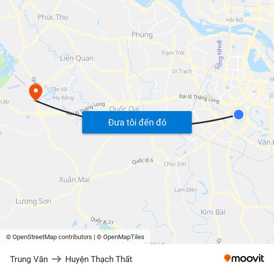 Trung Văn to Huyện Thạch Thất map