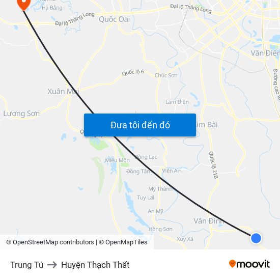 Trung Tú to Huyện Thạch Thất map