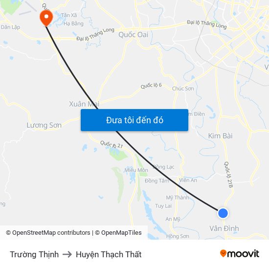 Trường Thịnh to Huyện Thạch Thất map