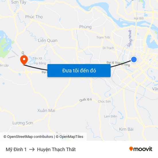 Mỹ Đình 1 to Huyện Thạch Thất map