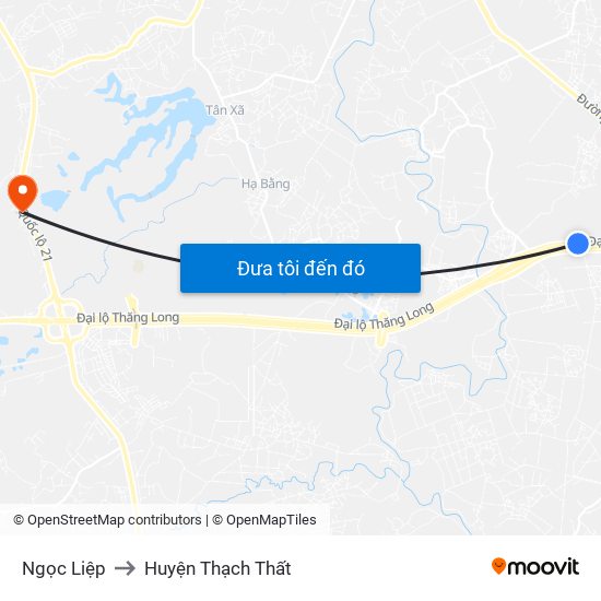 Ngọc Liệp to Huyện Thạch Thất map