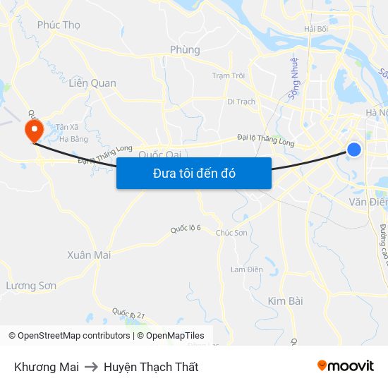 Khương Mai to Huyện Thạch Thất map