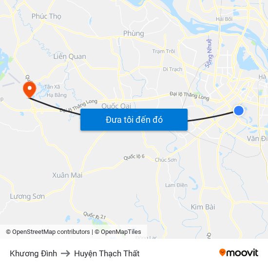 Khương Đình to Huyện Thạch Thất map