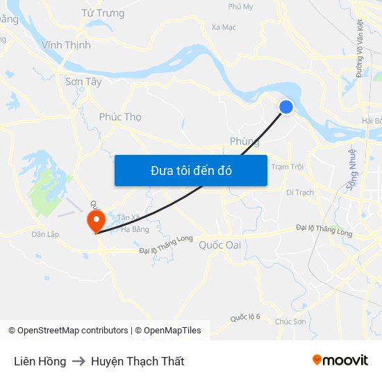 Liên Hồng to Huyện Thạch Thất map