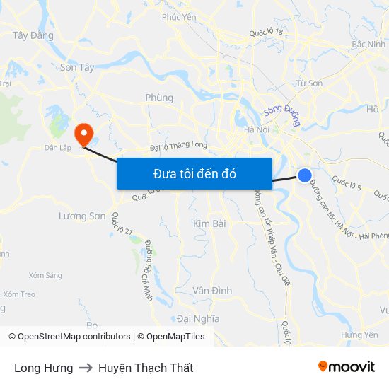 Long Hưng to Huyện Thạch Thất map