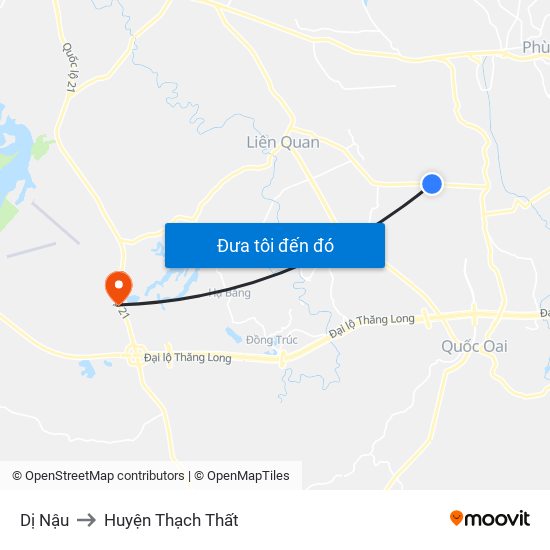 Dị Nậu to Huyện Thạch Thất map