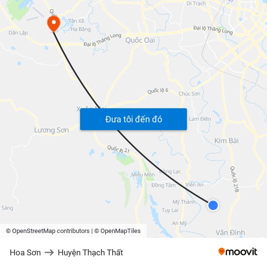 Hoa Sơn to Huyện Thạch Thất map