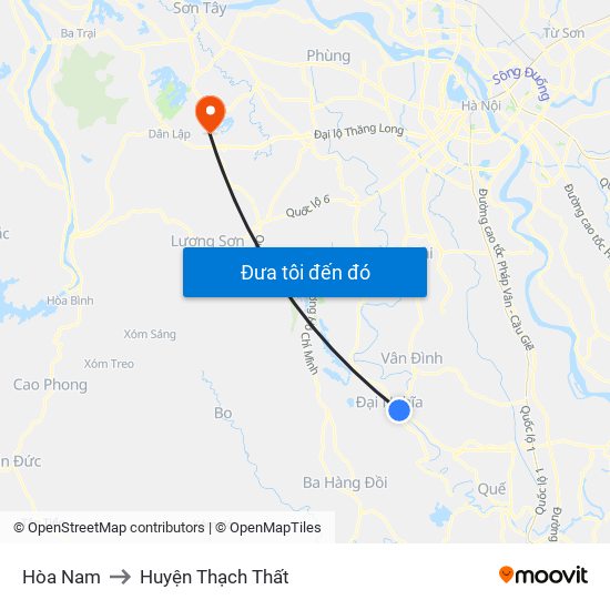 Hòa Nam to Huyện Thạch Thất map