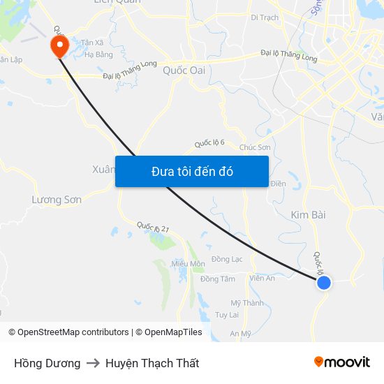 Hồng Dương to Huyện Thạch Thất map