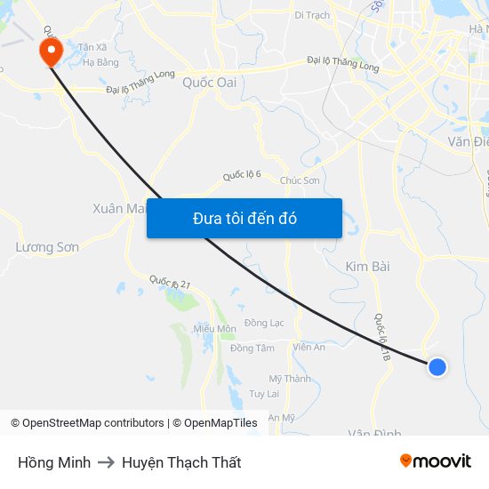 Hồng Minh to Huyện Thạch Thất map