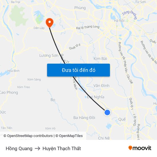 Hồng Quang to Huyện Thạch Thất map