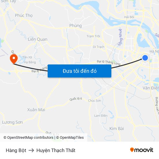 Hàng Bột to Huyện Thạch Thất map