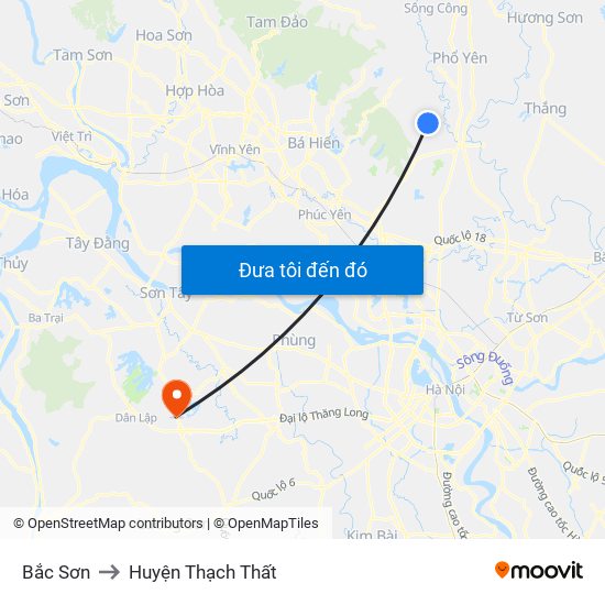 Bắc Sơn to Huyện Thạch Thất map