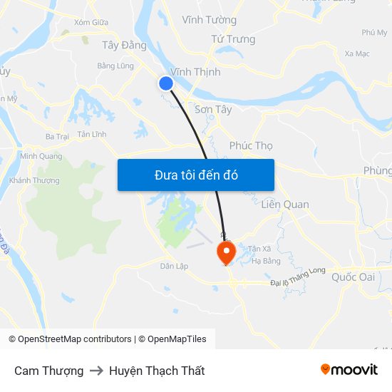 Cam Thượng to Huyện Thạch Thất map