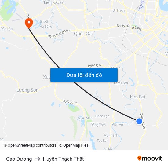 Cao Dương to Huyện Thạch Thất map