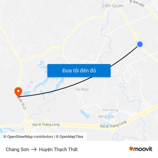 Chàng Sơn to Huyện Thạch Thất map