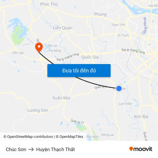 Chúc Sơn to Huyện Thạch Thất map