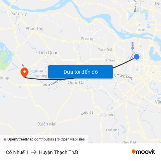 Cổ Nhuế 1 to Huyện Thạch Thất map