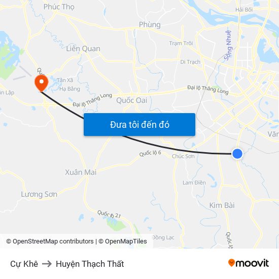 Cự Khê to Huyện Thạch Thất map