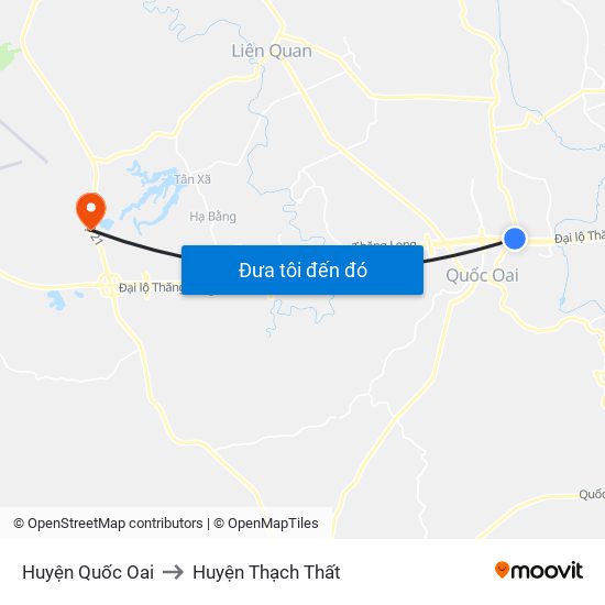 Huyện Quốc Oai to Huyện Thạch Thất map