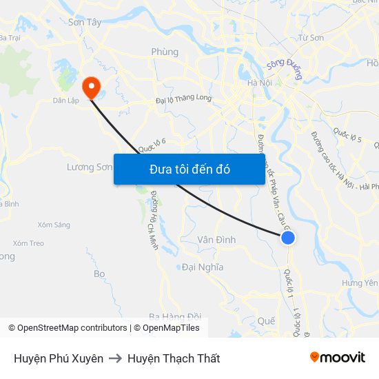 Huyện Phú Xuyên to Huyện Thạch Thất map