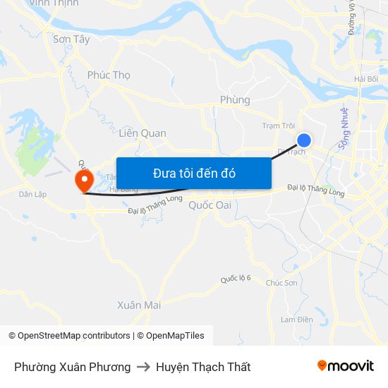 Phường Xuân Phương to Huyện Thạch Thất map