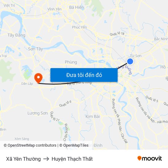 Xã Yên Thường to Huyện Thạch Thất map