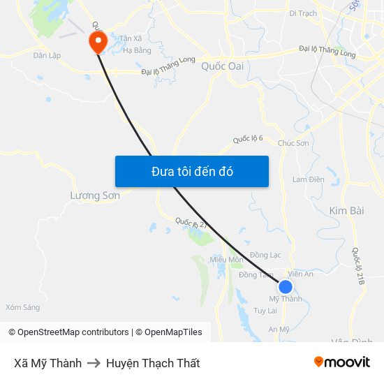 Xã Mỹ Thành to Huyện Thạch Thất map