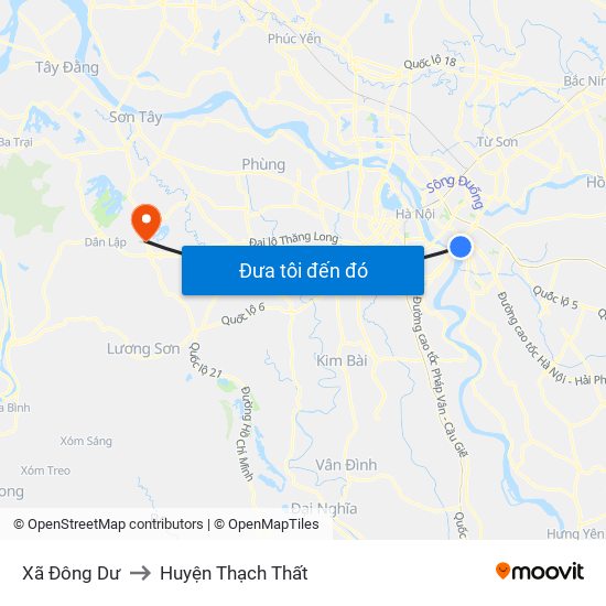 Xã Đông Dư to Huyện Thạch Thất map