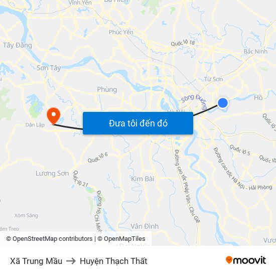 Xã Trung Mầu to Huyện Thạch Thất map