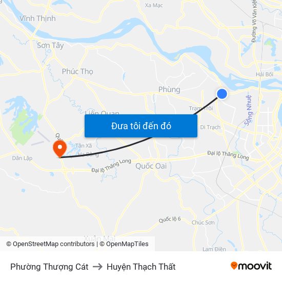 Phường Thượng Cát to Huyện Thạch Thất map