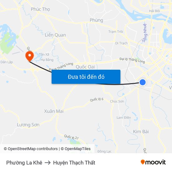 Phường La Khê to Huyện Thạch Thất map