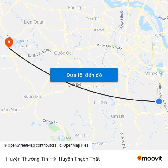 Huyện Thường Tín to Huyện Thạch Thất map